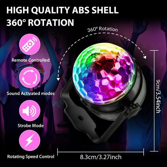 Disco Ball Strobe Lights Party Scene w Remote Control Brand New! LED Multi-modes - Picture 3 of 4